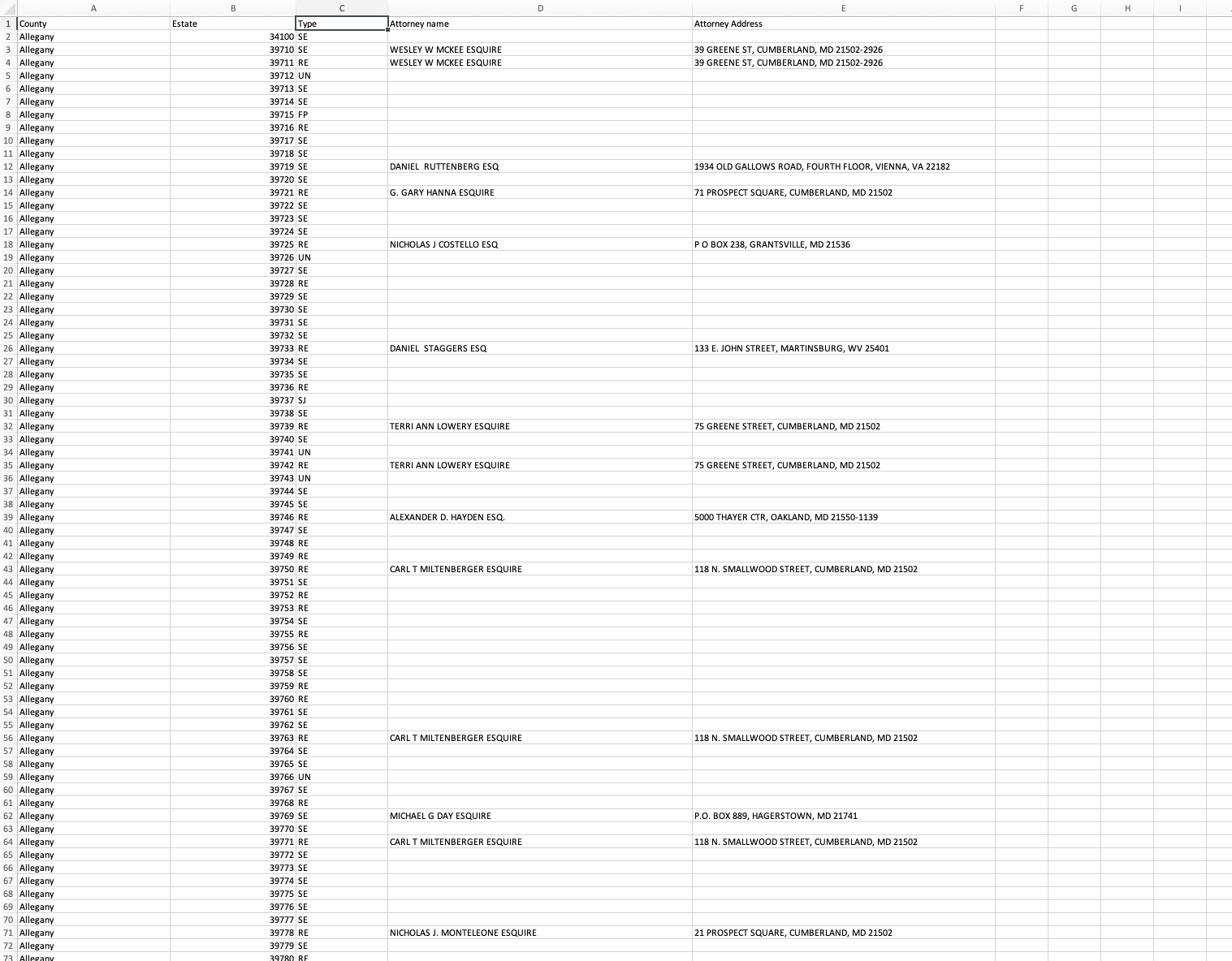 Maryland Register of Wills Scraper screenshot 5