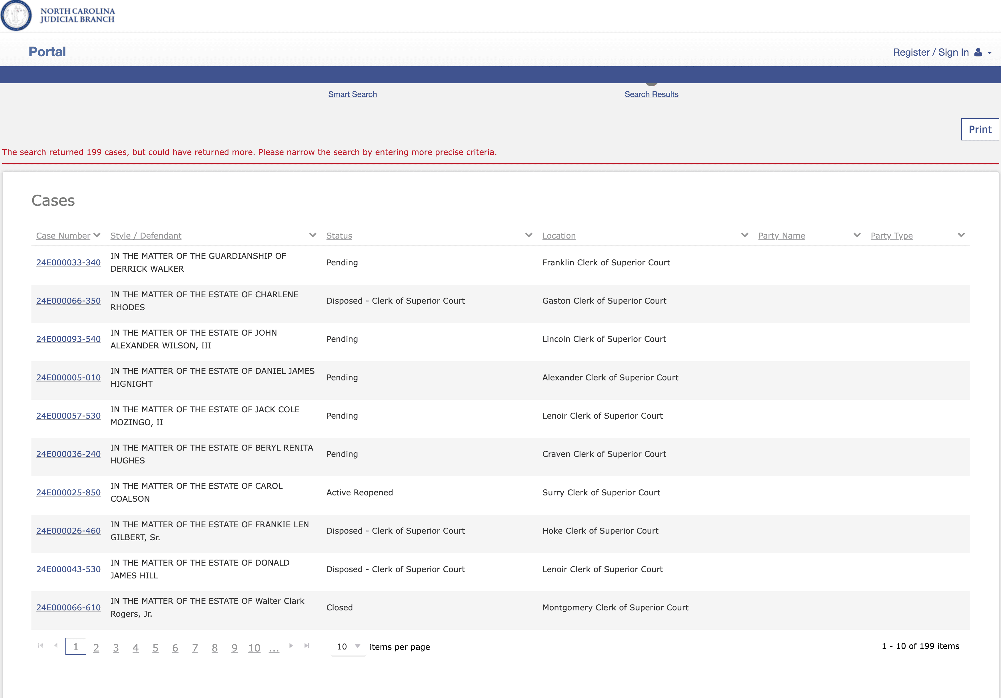 North Carolina Court Portal Scraper